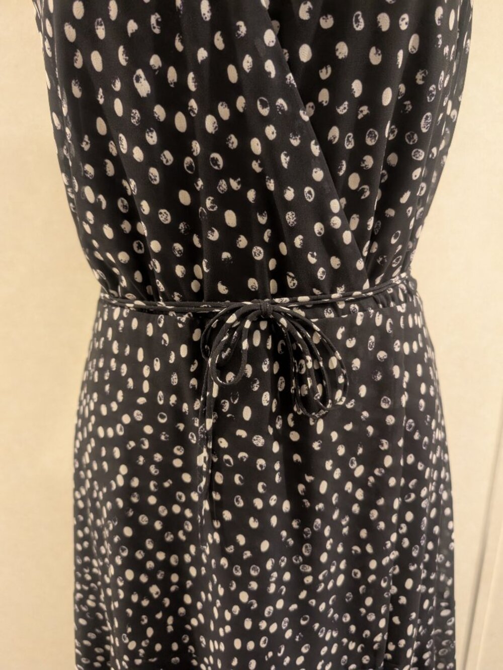 Alex Marie Navy Blue LB Polka Dot Midi Dress Sleeveless Belted Women's Size 6 - Picture 3 of 11